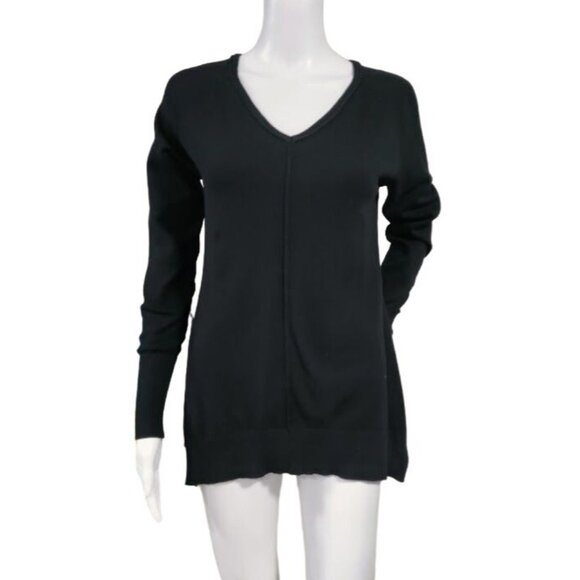 Vila Milano Sweaters - Vila Milano Long Sleeve Ribbed Knit V Neck Pullover Sweater Black Women's S / M